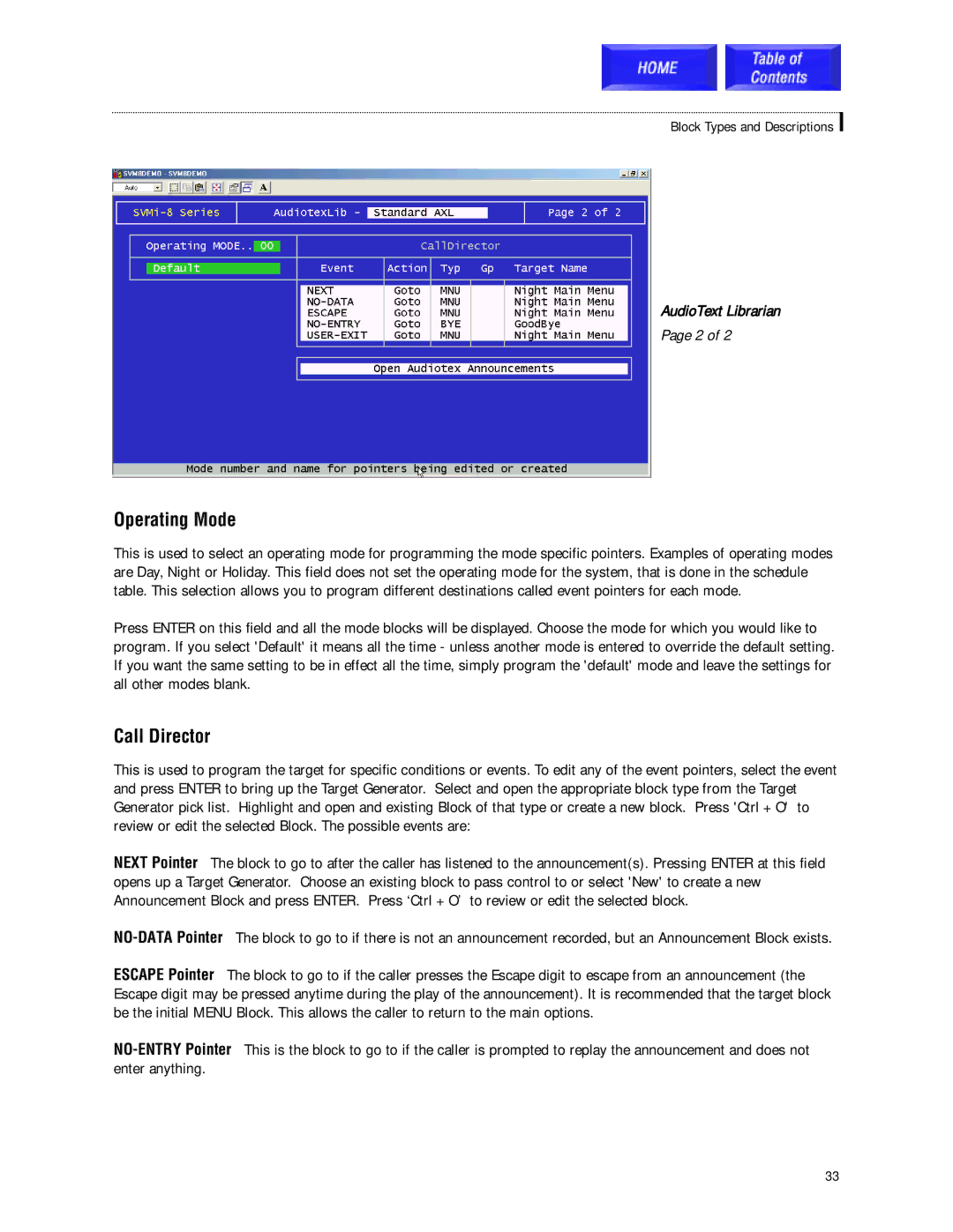 Samsung SVMi-8 technical manual Operating Mode 