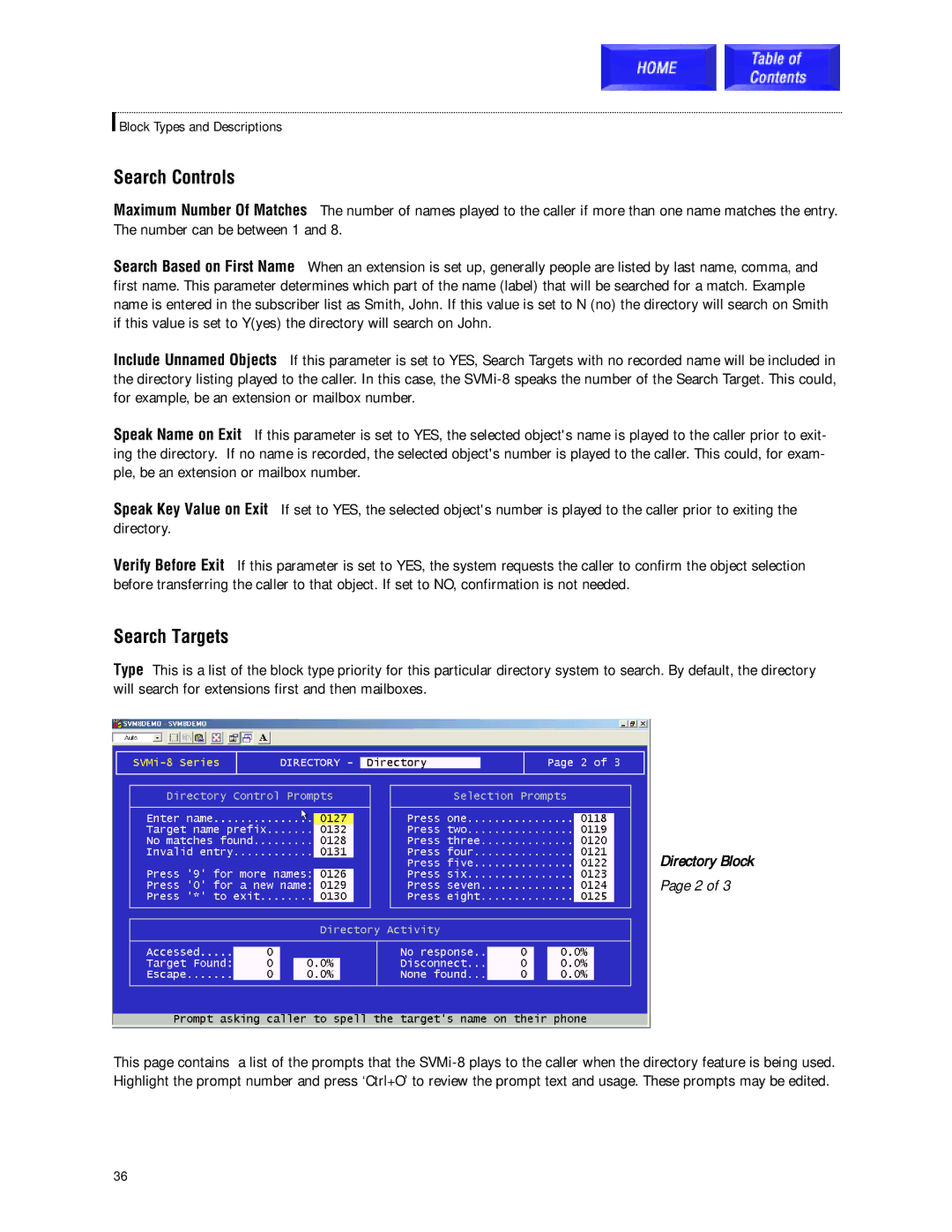 Samsung SVMi-8 technical manual Search Controls, Search Targets 