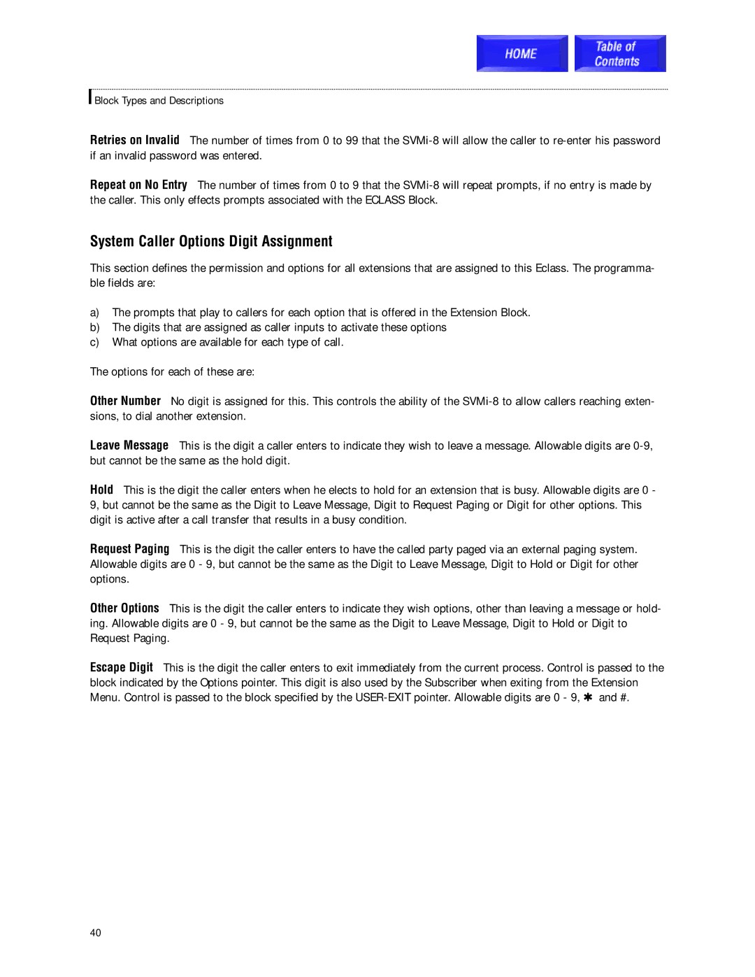 Samsung SVMi-8 technical manual System Caller Options Digit Assignment 