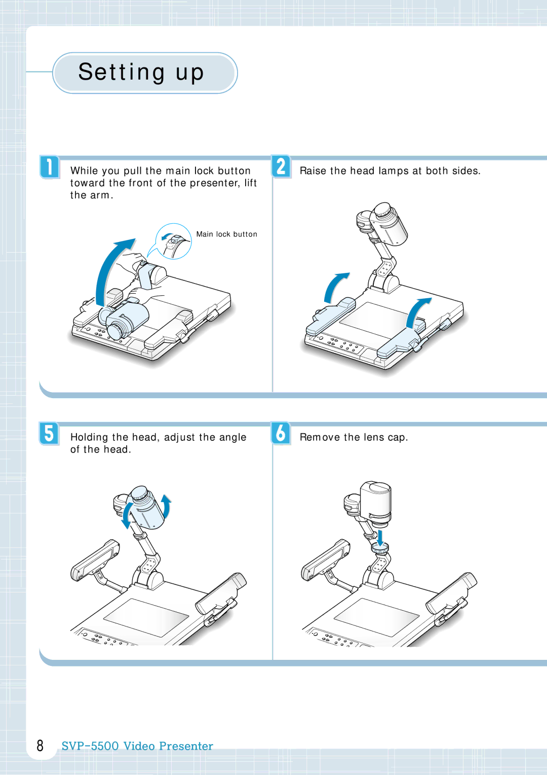 Samsung SVP-5500 manual Setting up 