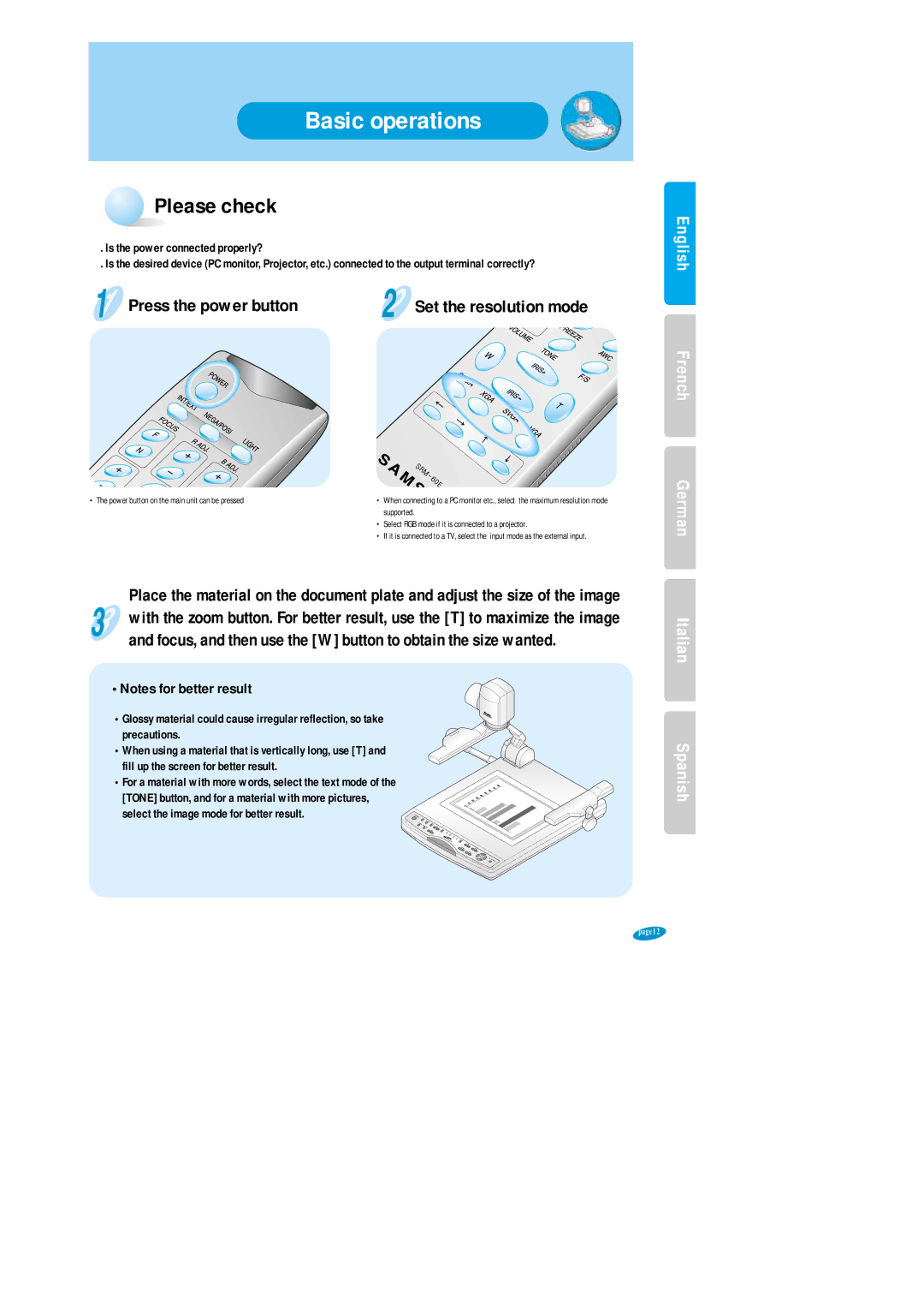 Samsung SVP-6000N/P user manual Basic operations, Press the power button, Is the power connected properly? 