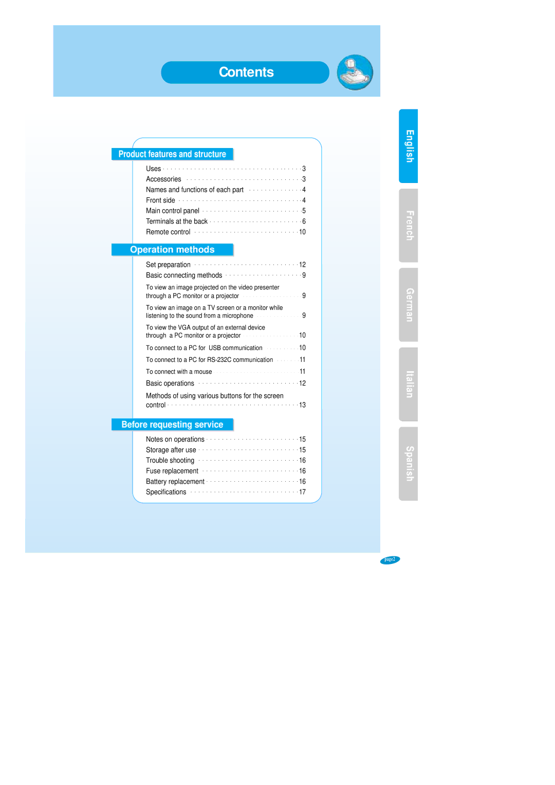 Samsung SVP-6000N/P user manual Contents 