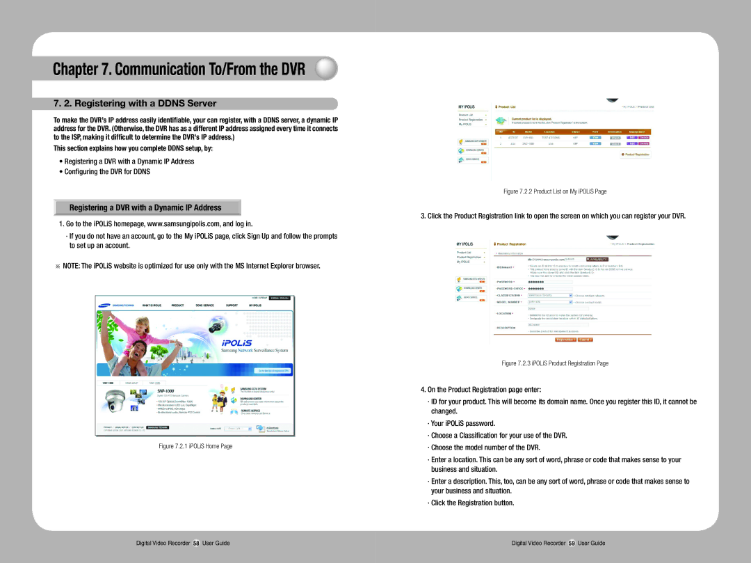 Samsung SVR-1670 manual Registering with a Ddns Server, Registering a DVR with a Dynamic IP Address 