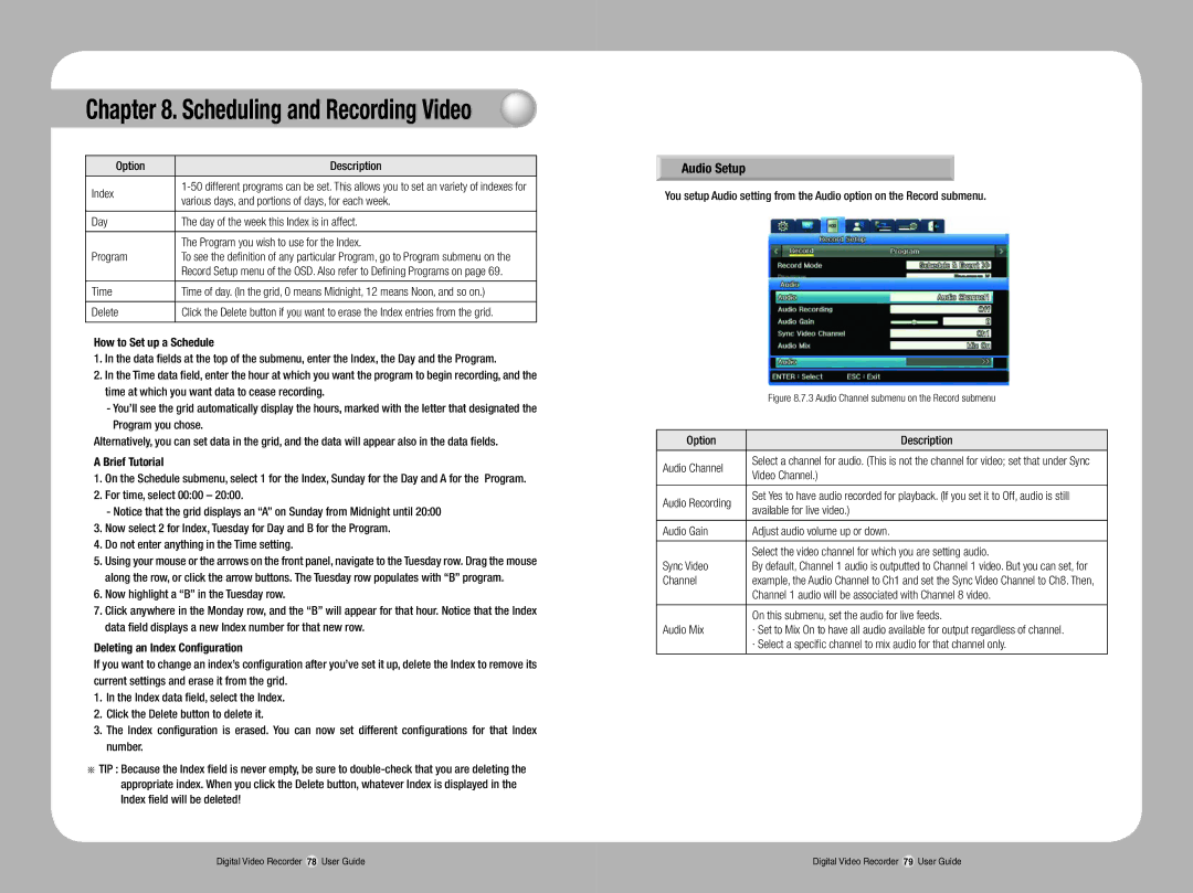 Samsung SVR-1670 manual Audio Setup 