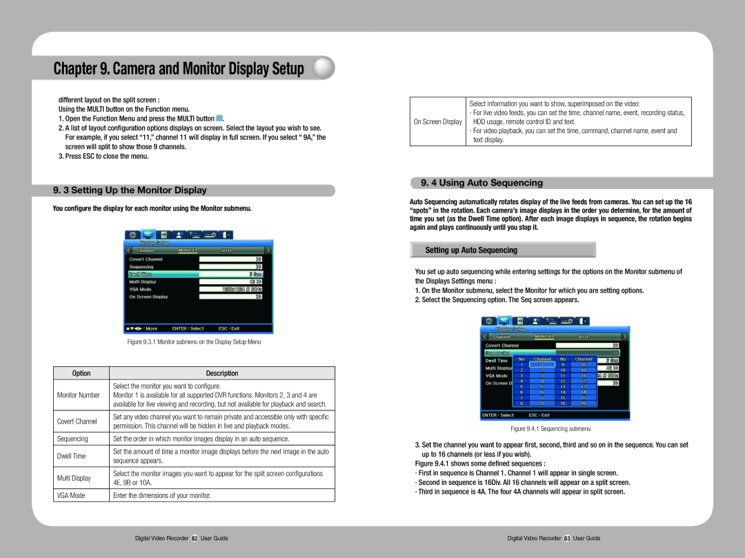 Samsung SVR-1670 manual Setting Up the Monitor Display, Using Auto Sequencing, Setting up Auto Sequencing 