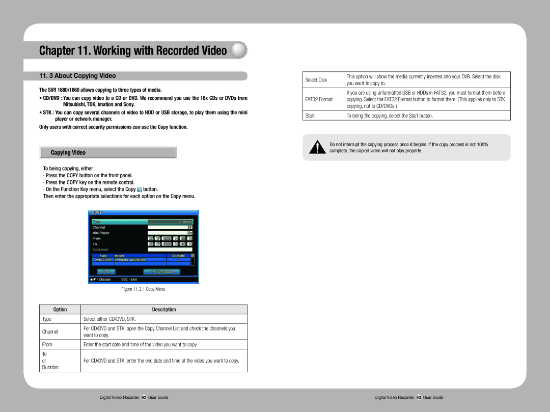 Samsung SVR-1670 manual About Copying Video 