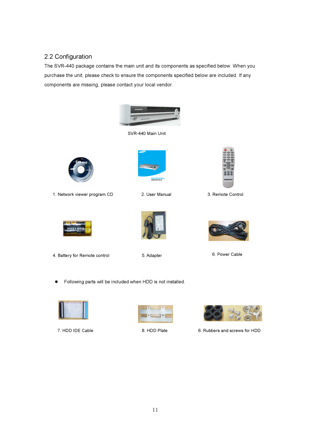 Samsung SVR-440 manual 2Configuration 