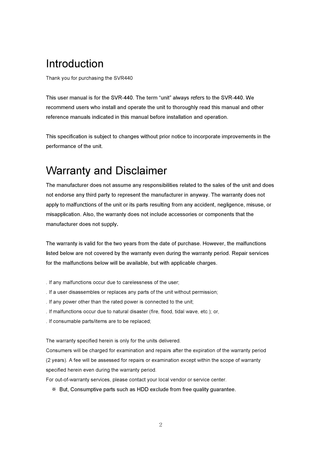 Samsung SVR-440 manual Introduction 