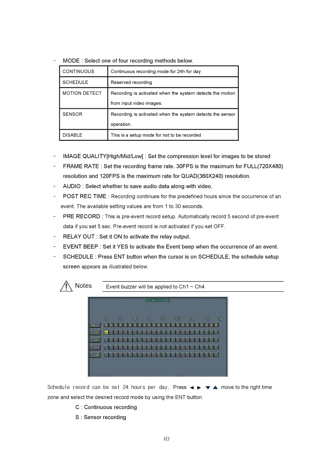 Samsung SVR-440 manual MODESelectoneoffourrecordingmethodsbelow, Postrectime 