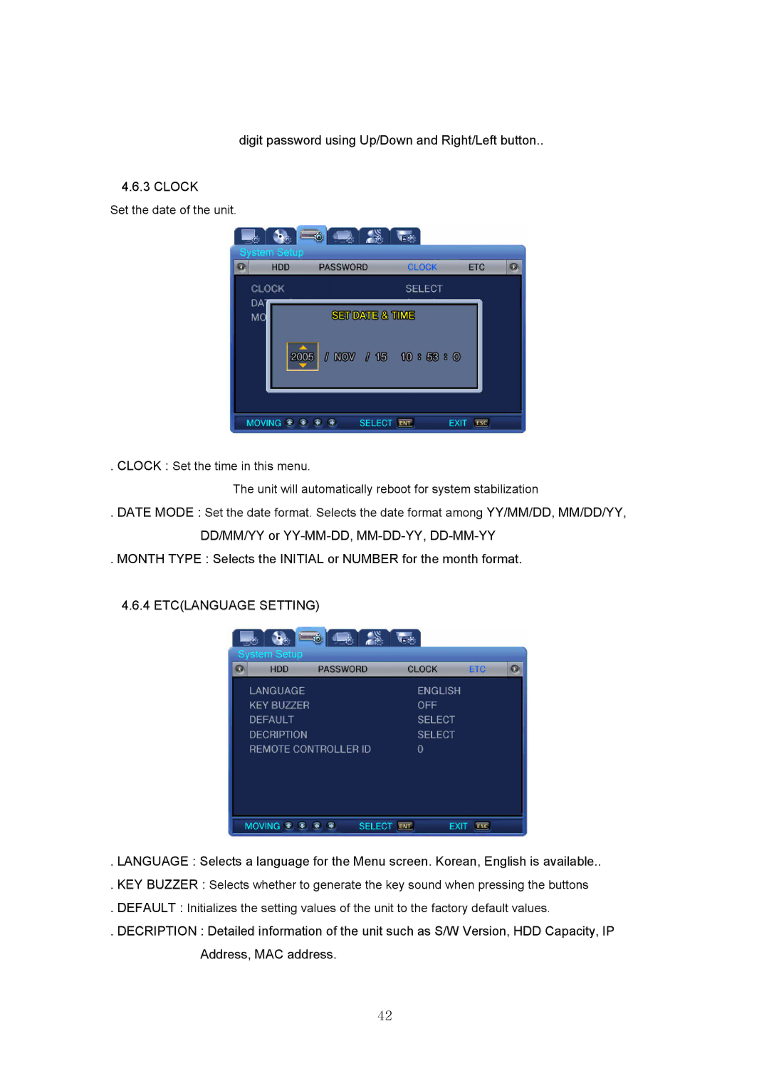 Samsung SVR-440 manual Yy/Mm/Dd,Mm/Dd/Yy, 4ETCLANGUAGESETTING 