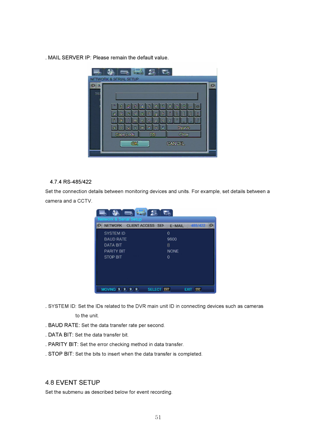 Samsung SVR-440 manual 8EVENTSETUP 