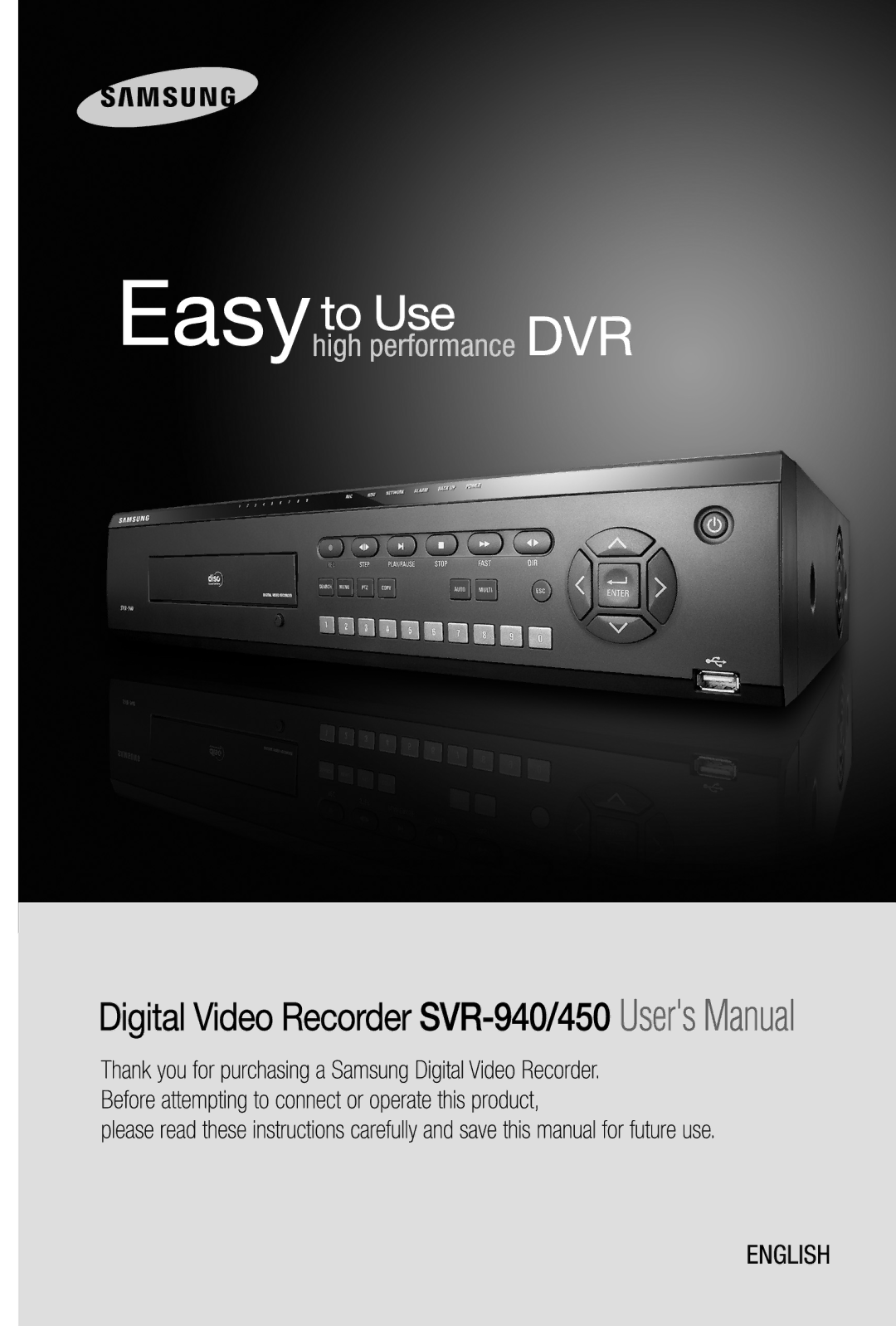 Samsung 450, SVR-940 user manual Digital Video Recorder 1 User’s Manual 