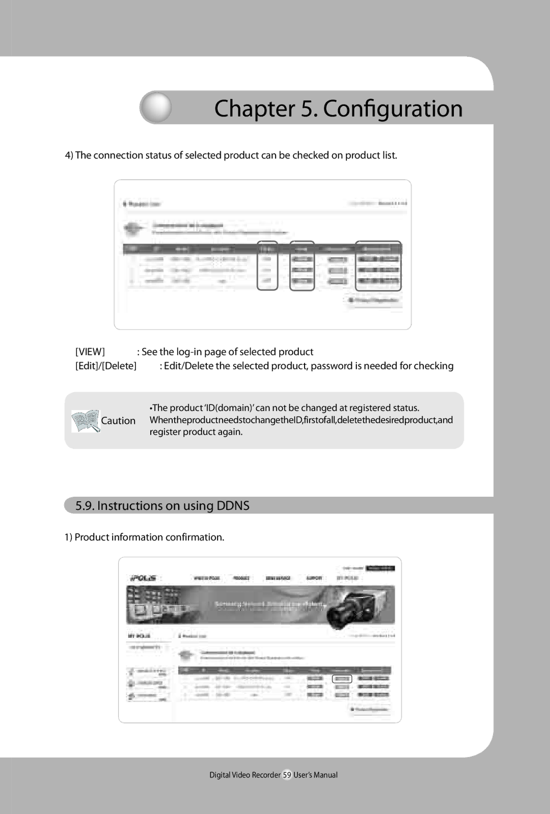 Samsung 450, SVR-940 user manual Instructions on using Ddns, View, See the log-in page of selected product, Edit/Delete 