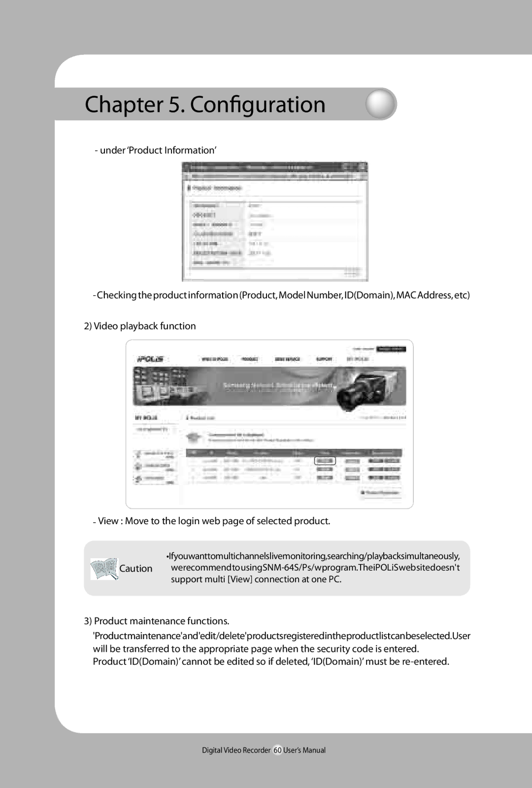 Samsung SVR-940, 450 user manual Product maintenance functions 