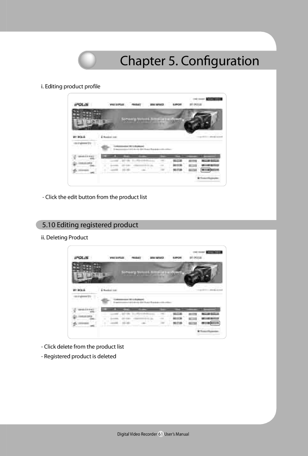 Samsung 450, SVR-940 user manual Editing registered product 