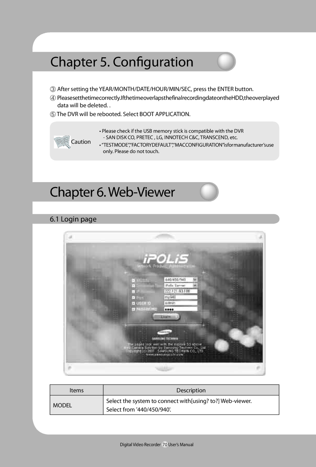 Samsung SVR-940, 450 user manual Web-Viewer, Login 