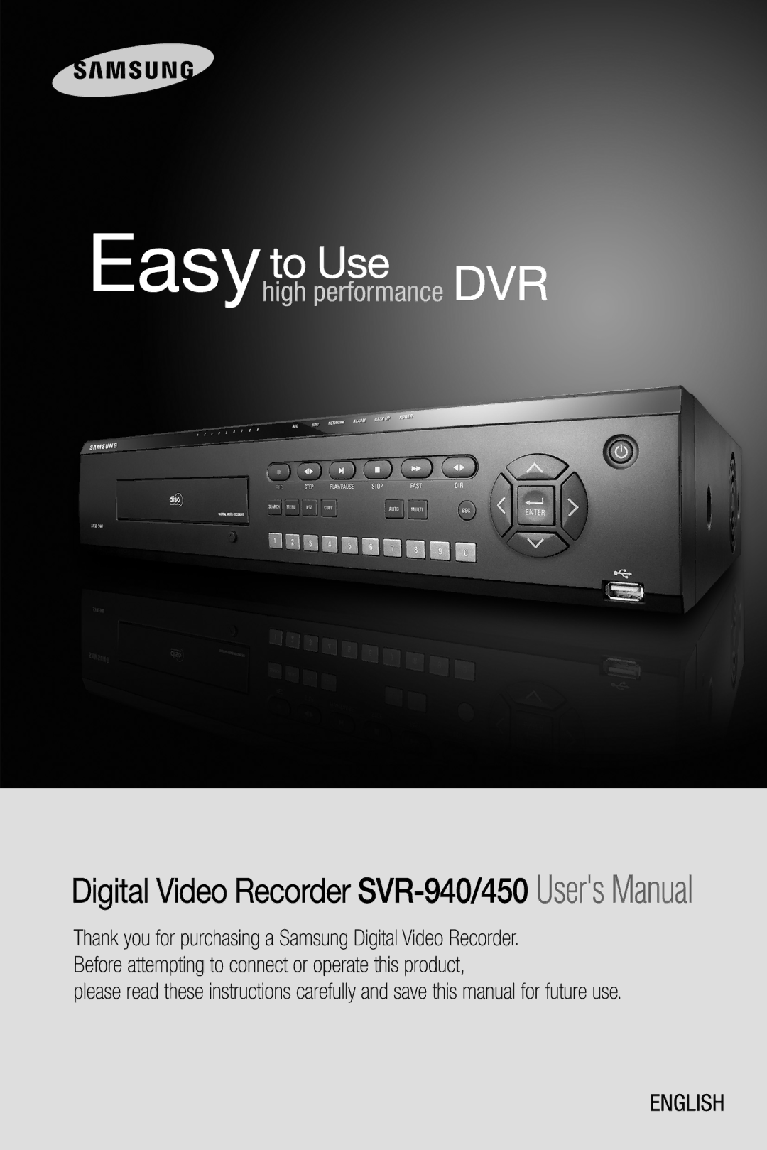 Samsung SVR-940/450 user manual Digital Video Recorder 1 User’s Manual 