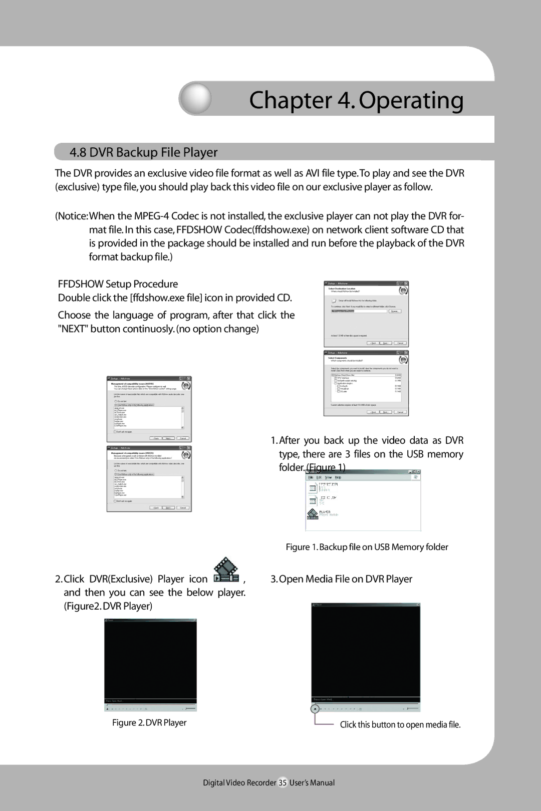 Samsung SVR-940/450 user manual DVR Backup File Player, Open Media File on DVR Player, Then you can see the below player 