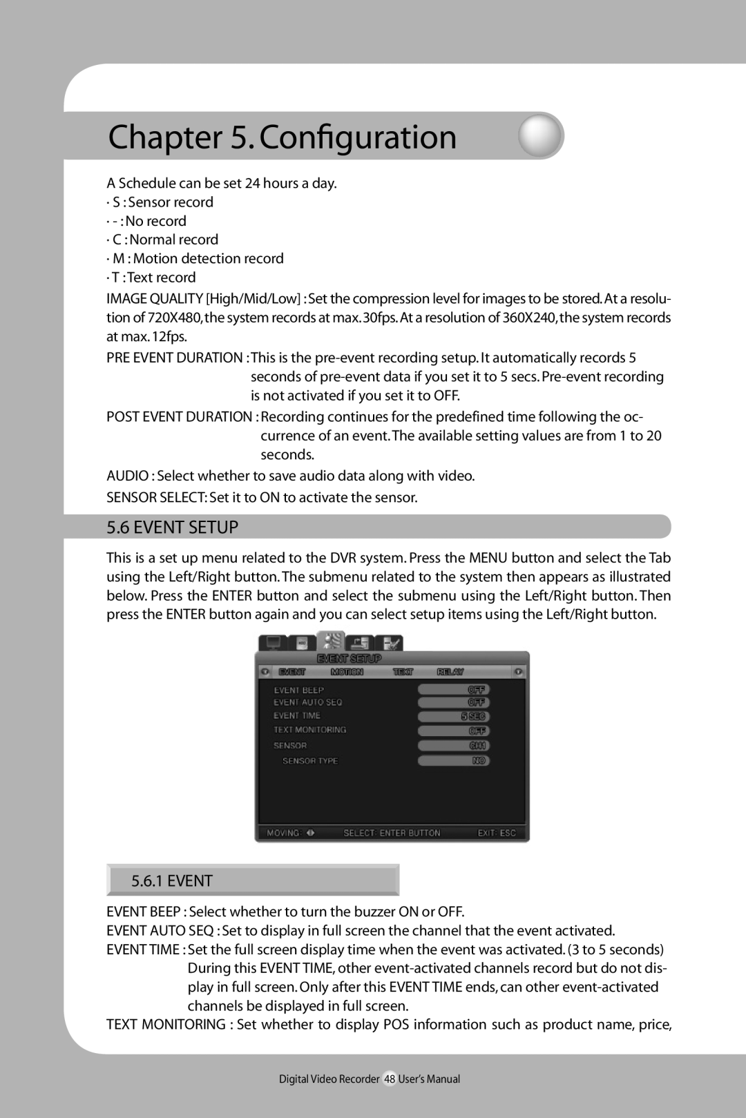 Samsung SVR-940/450 user manual Event Setup 