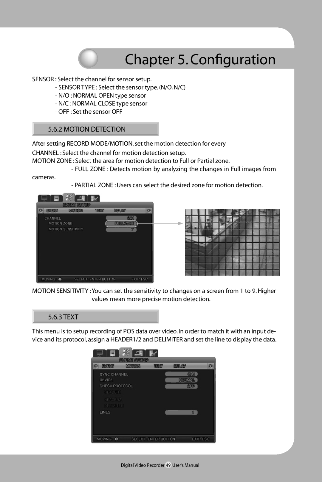 Samsung SVR-940/450 user manual Motion Detection, Text 