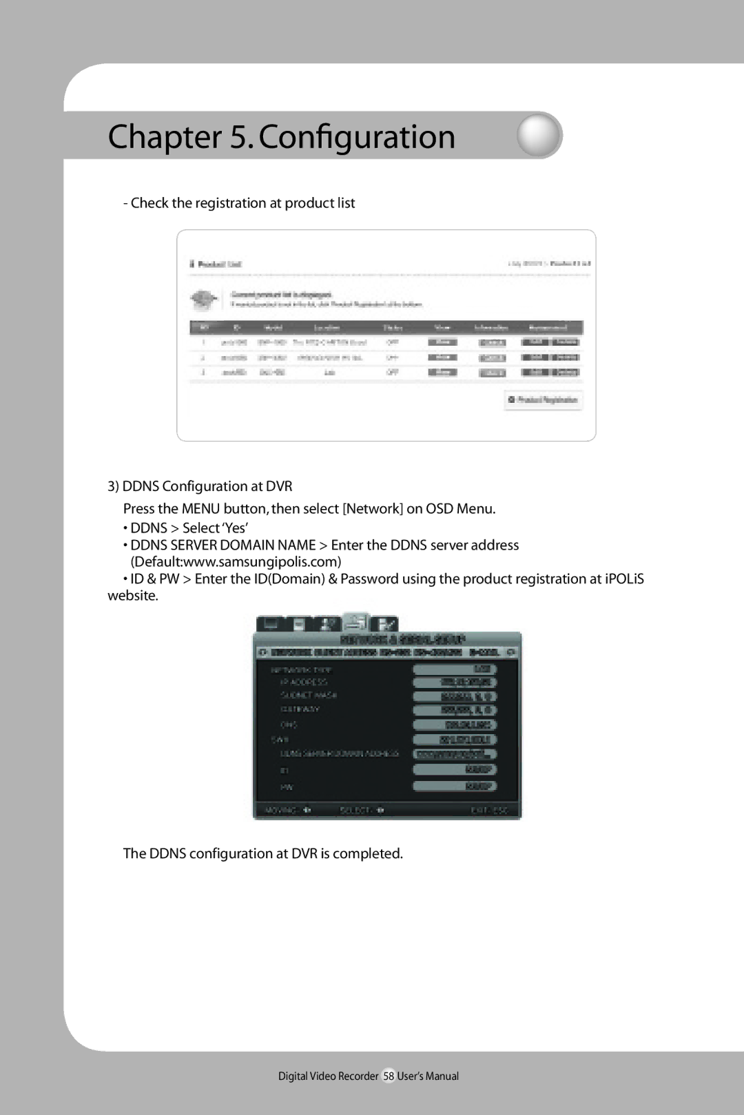 Samsung SVR-940/450 user manual Digital Video Recorder 58 User’s Manual 