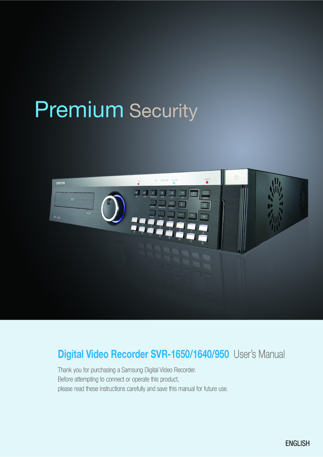 Samsung SVR-1640, SVR-950 user manual Premium Security 