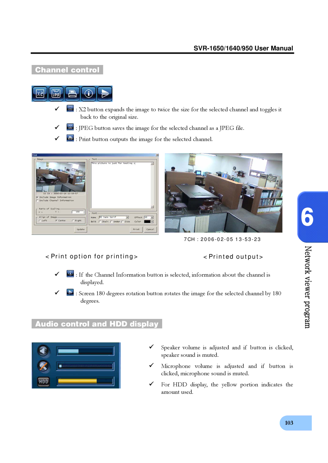 Samsung SVR-1640, SVR-950 user manual Channel control, Audio control and HDD display 