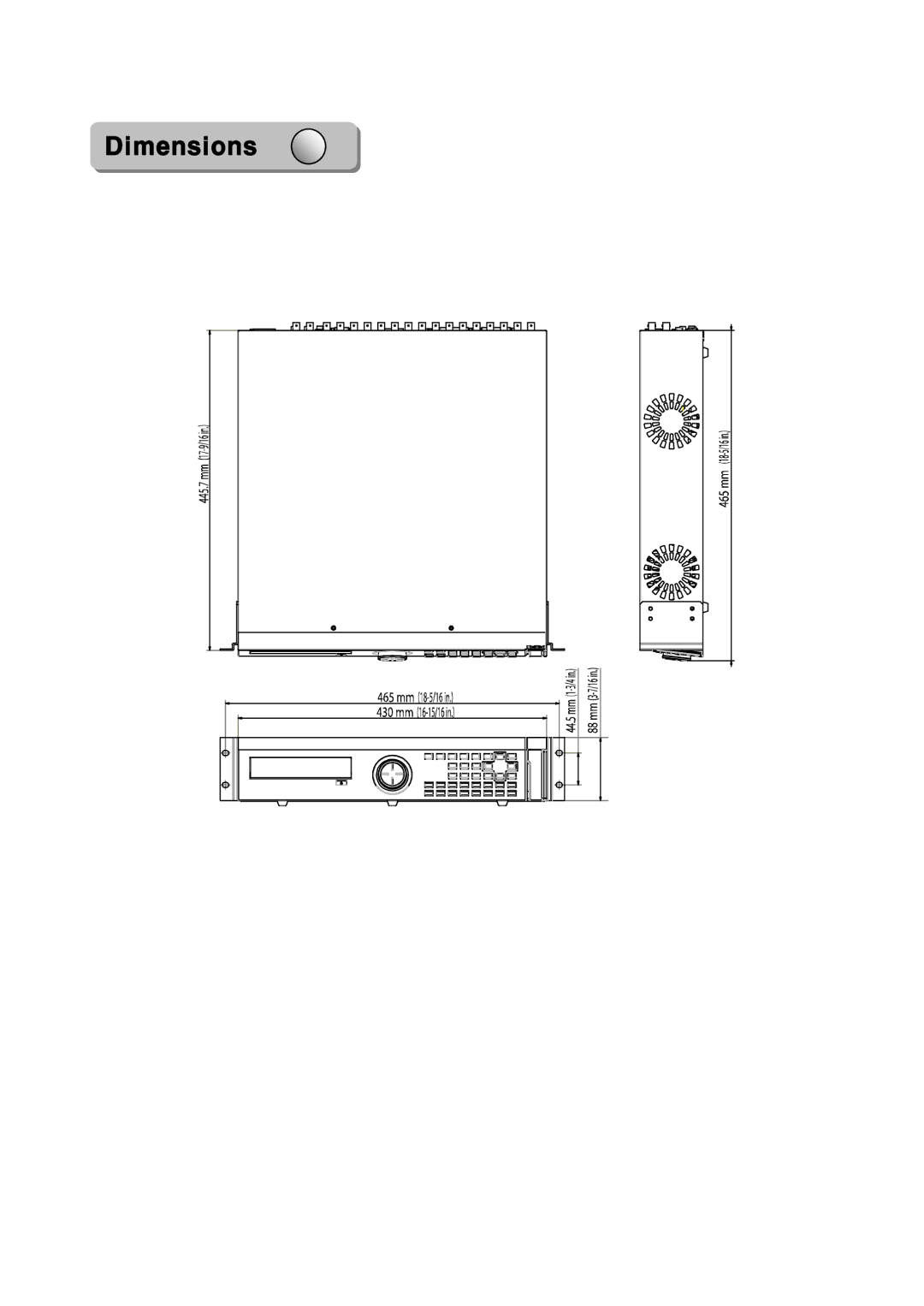 Samsung SVR-950, SVR-1640 user manual Dimensions 