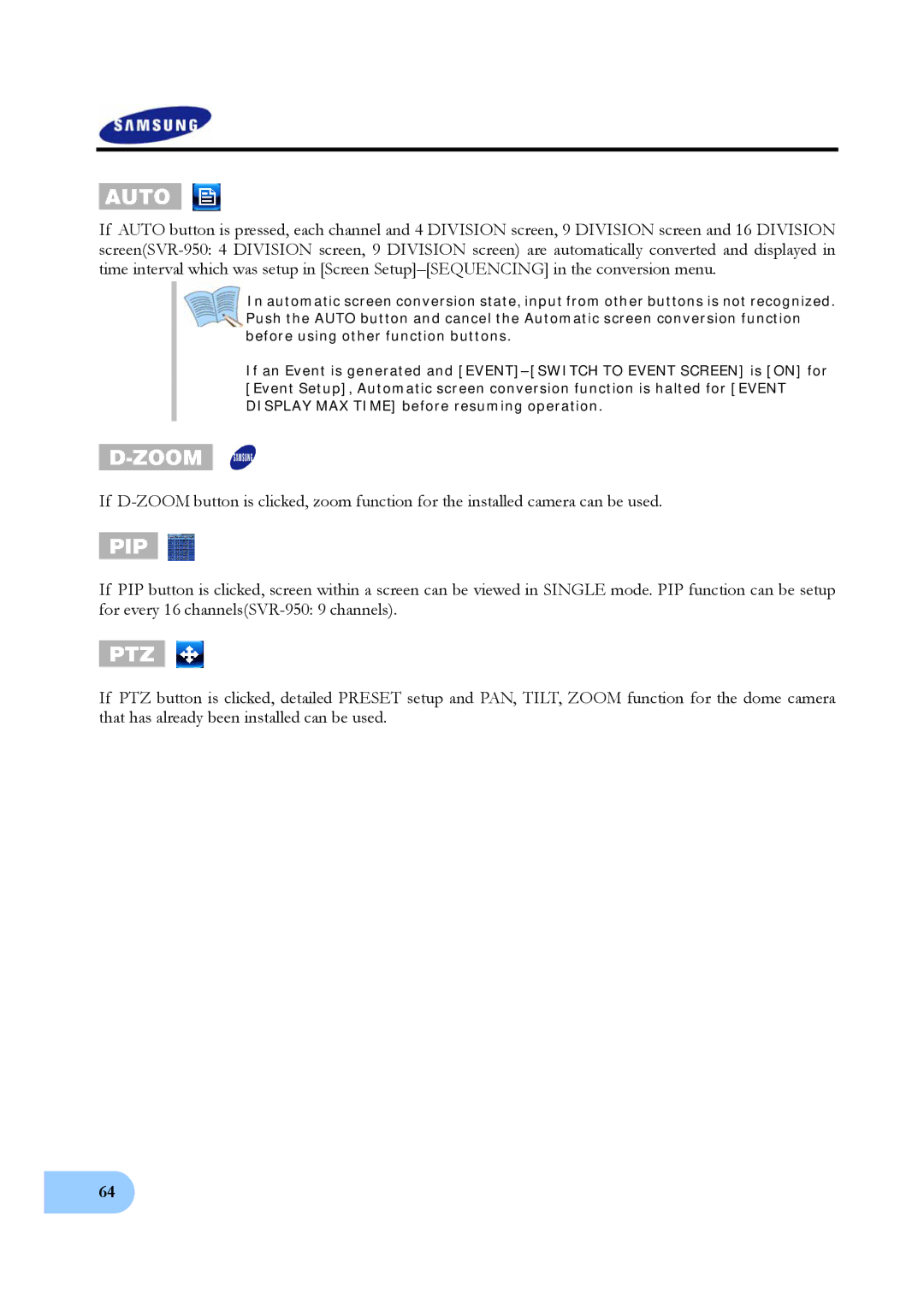 Samsung SVR-950, SVR-1640 user manual Zoom 