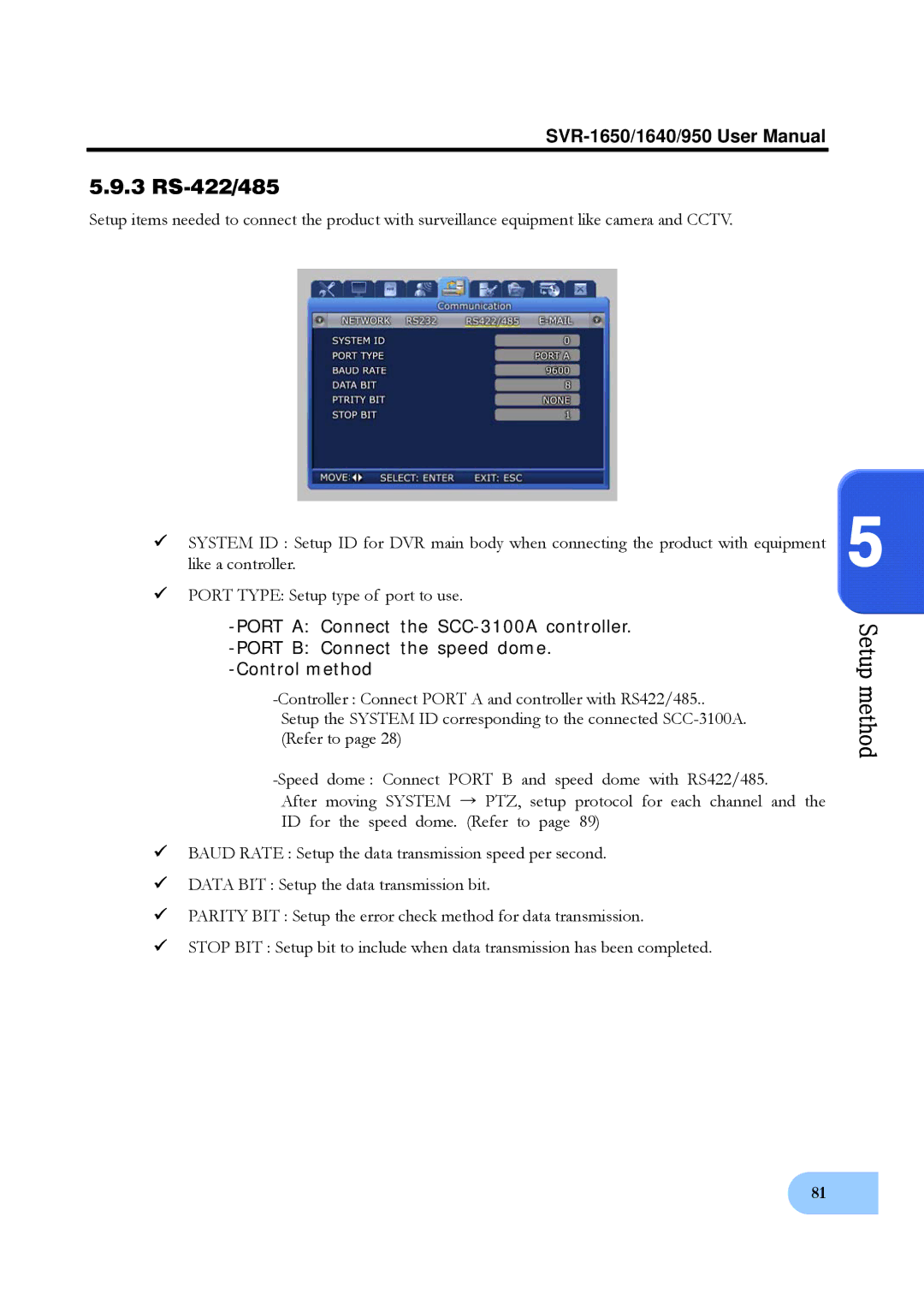 Samsung SVR-1640, SVR-950 user manual 3 RS-422/485 