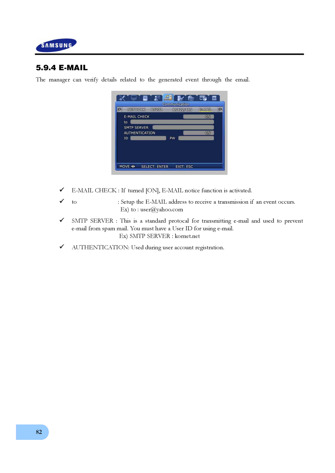 Samsung SVR-950, SVR-1640 user manual Mail 