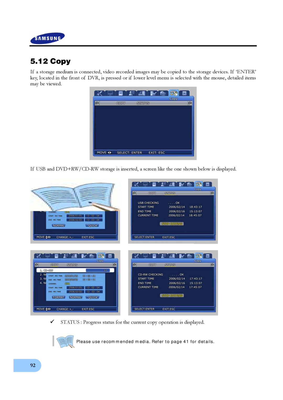 Samsung SVR-950, SVR-1640 user manual Please use recommended media. Refer to page 41 for details 