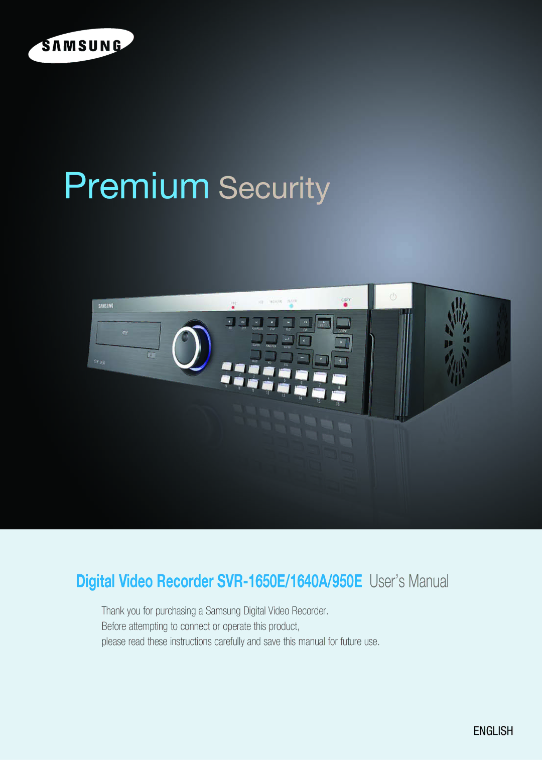 Samsung SVR-1650E, SVR-950E, SVR-1640A user manual Premium Security 