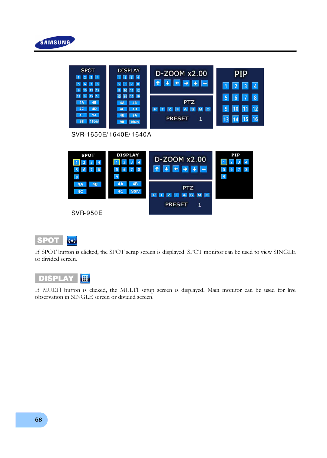 Samsung SVR-1650E, SVR-950E, SVR-1640A user manual Spot 