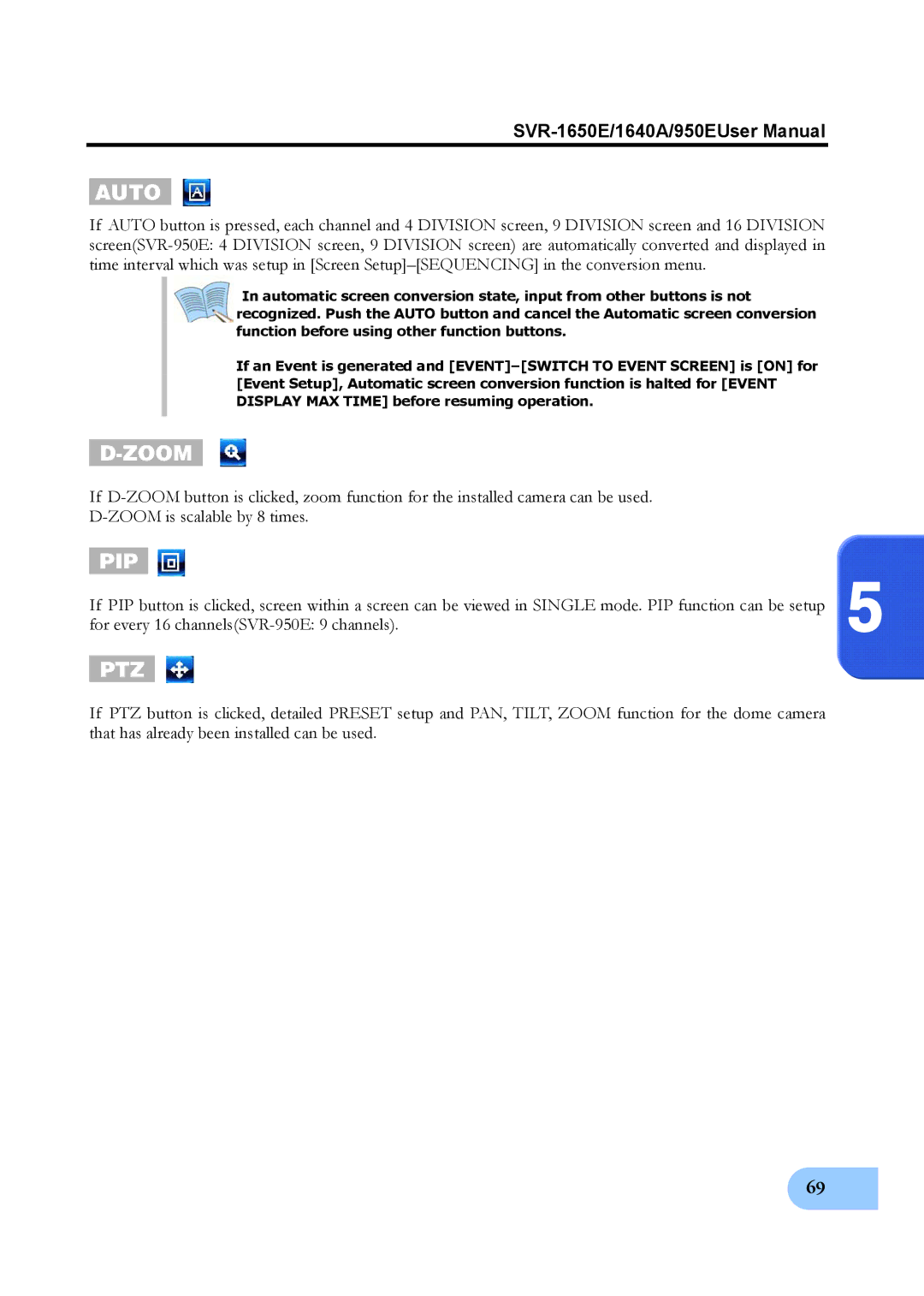 Samsung SVR-1640A, SVR-950E, SVR-1650E user manual Auto 