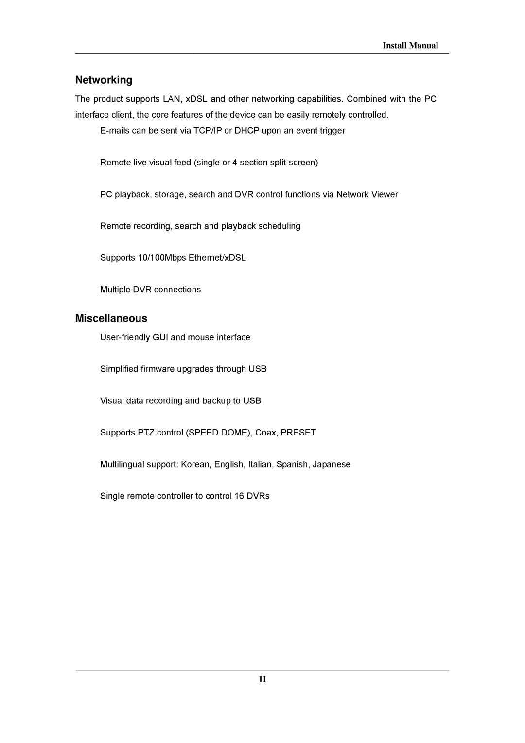 Samsung SVR-1660C, SVR-960C, SVR-945, SVR-480, SVR-3200, SVR-1680C, SVR-1645 install manual Networking, Miscellaneous 