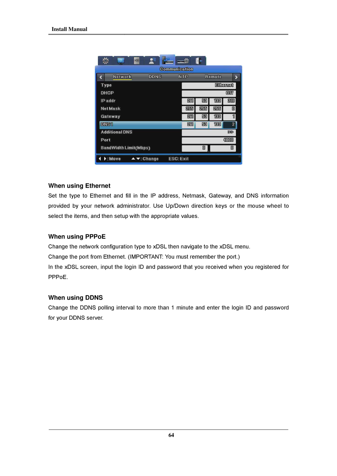 Samsung SVR-480, SVR-960C, SVR-945, SVR-3200, SVR-1680C, SVR-1660C When using Ethernet, When using PPPoE, When using Ddns 