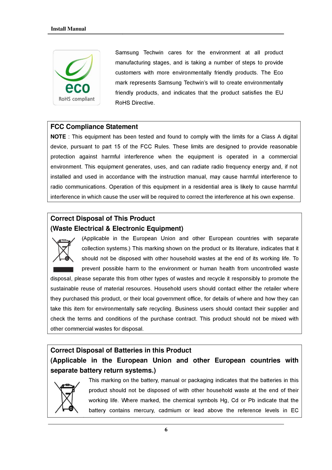 Samsung SVR-960C, SVR-945, SVR-480, SVR-3200, SVR-1680C, SVR-1660C, SVR-1645 install manual Install Manual 