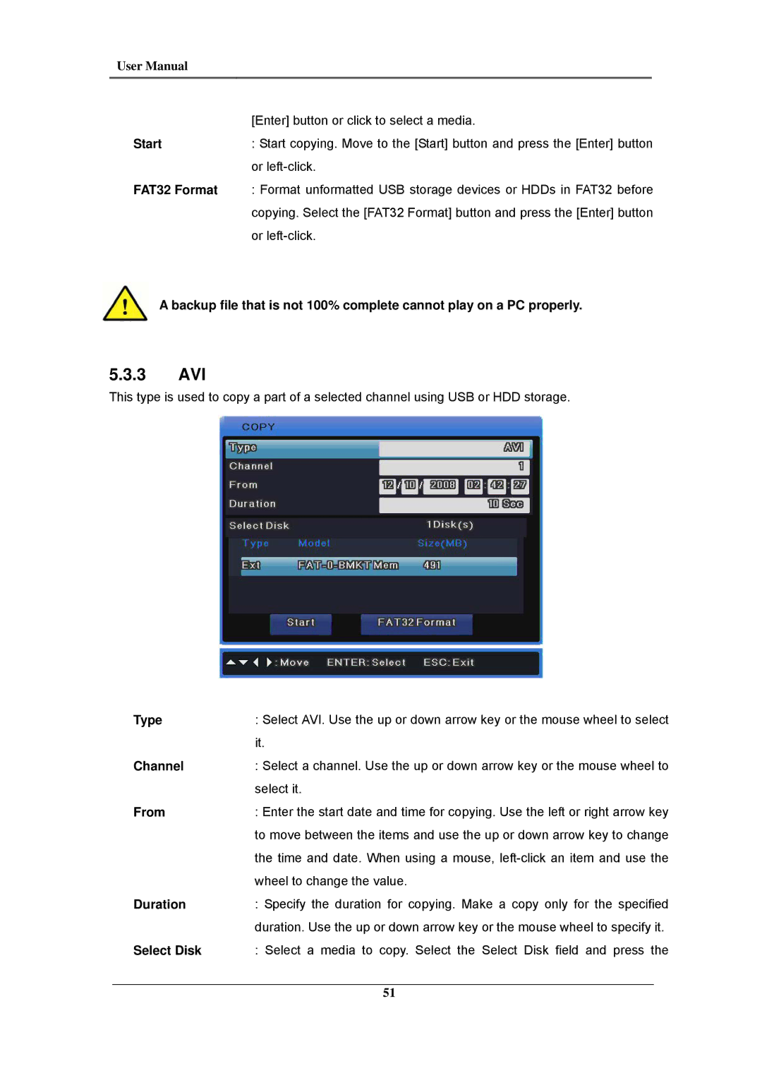 Samsung SVR-3200, SVR-960C, SVR-945, SVR-480, SVR-1680C, SVR-1660C, SVR-1645 user manual 3 AVI, Duration 