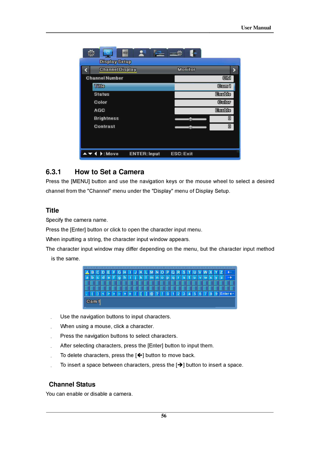 Samsung SVR-945, SVR-960C, SVR-480, SVR-3200, SVR-1680C, SVR-1660C, SVR-1645 How to Set a Camera, Title, Channel Status 