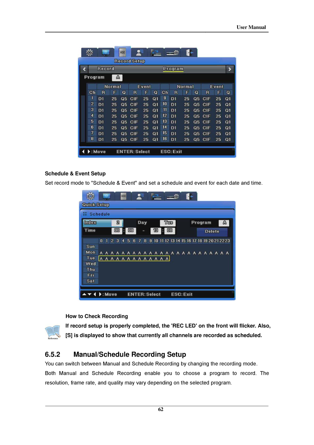 Samsung SVR-960C, SVR-945, SVR-480, SVR-3200, SVR-1680C, SVR-1660C Manual/Schedule Recording Setup, Schedule & Event Setup 