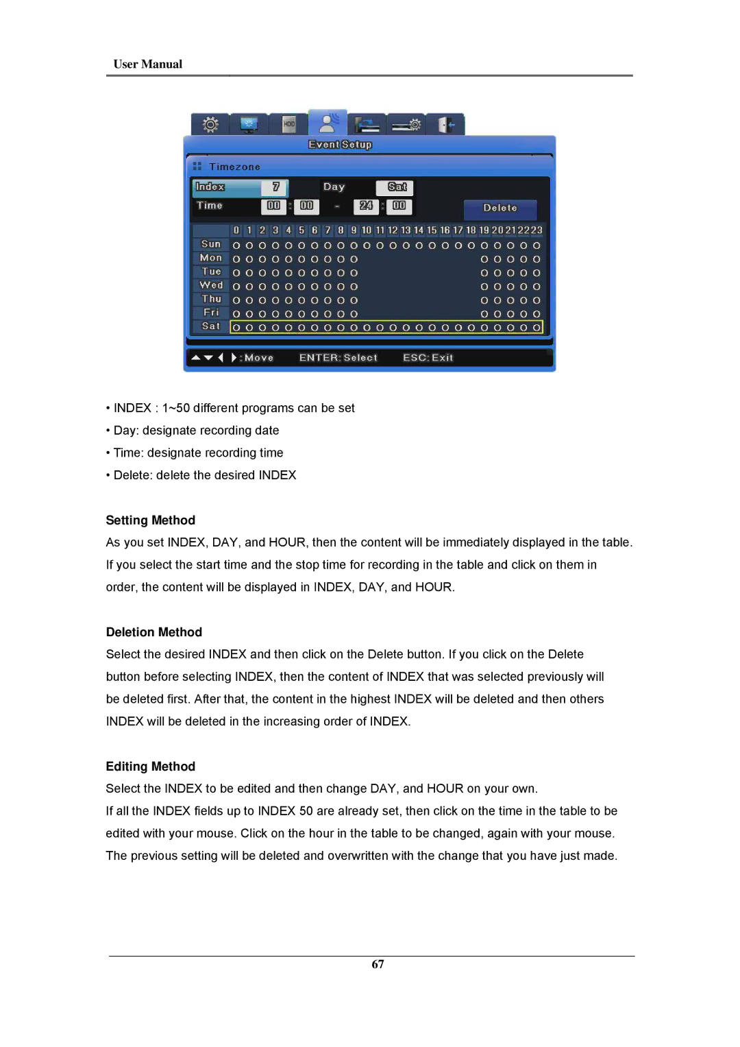 Samsung SVR-1660C, SVR-960C, SVR-945, SVR-480, SVR-3200, SVR-1680C, SVR-1645 user manual Setting Method, Editing Method 