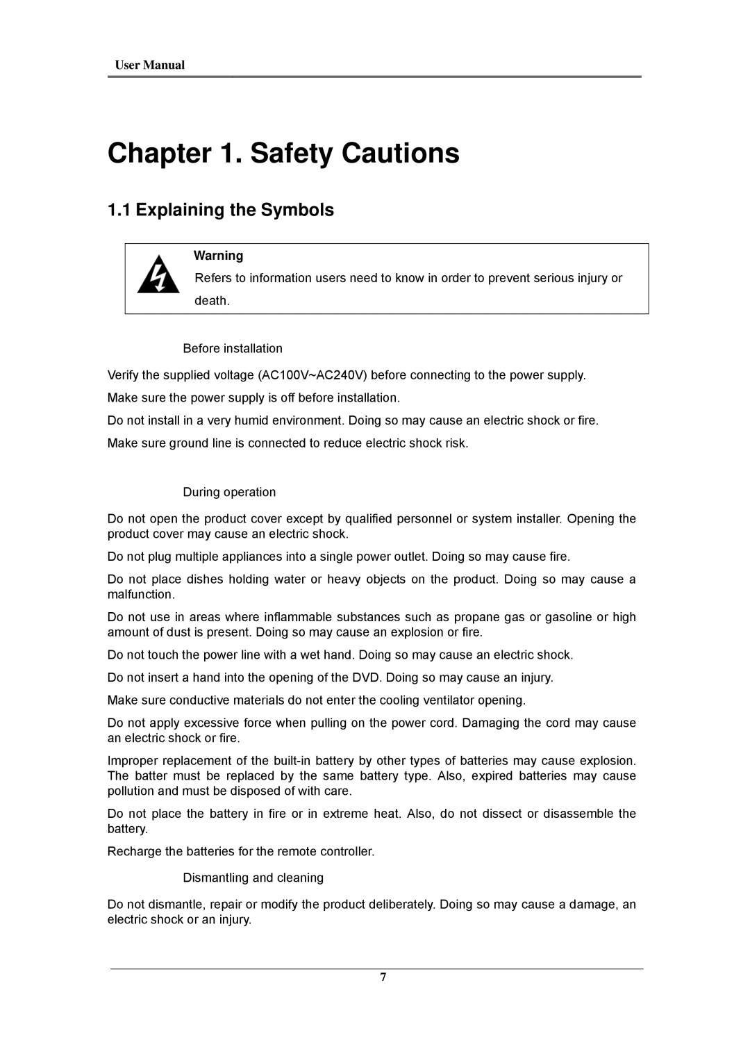 Samsung SVR-945, SVR-960C, SVR-480, SVR-3200, SVR-1680C, SVR-1660C, SVR-1645 user manual Safety Cautions, Explaining the Symbols 