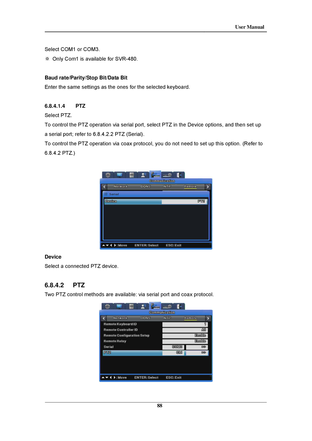 Samsung SVR-1660C, SVR-960C, SVR-945, SVR-480, SVR-3200, SVR-1680C, SVR-1645 user manual 4.2 PTZ, 4.1.4 PTZ 