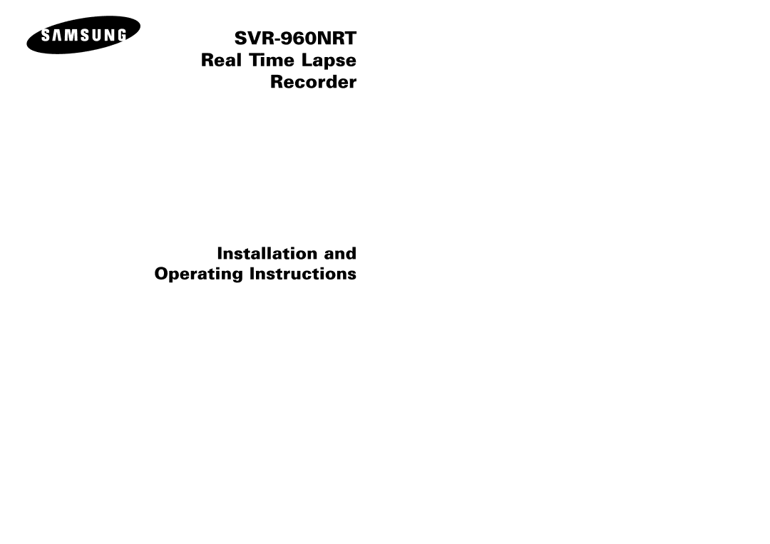 Samsung SVR960NRT/SSC manual SVR-960NRT 