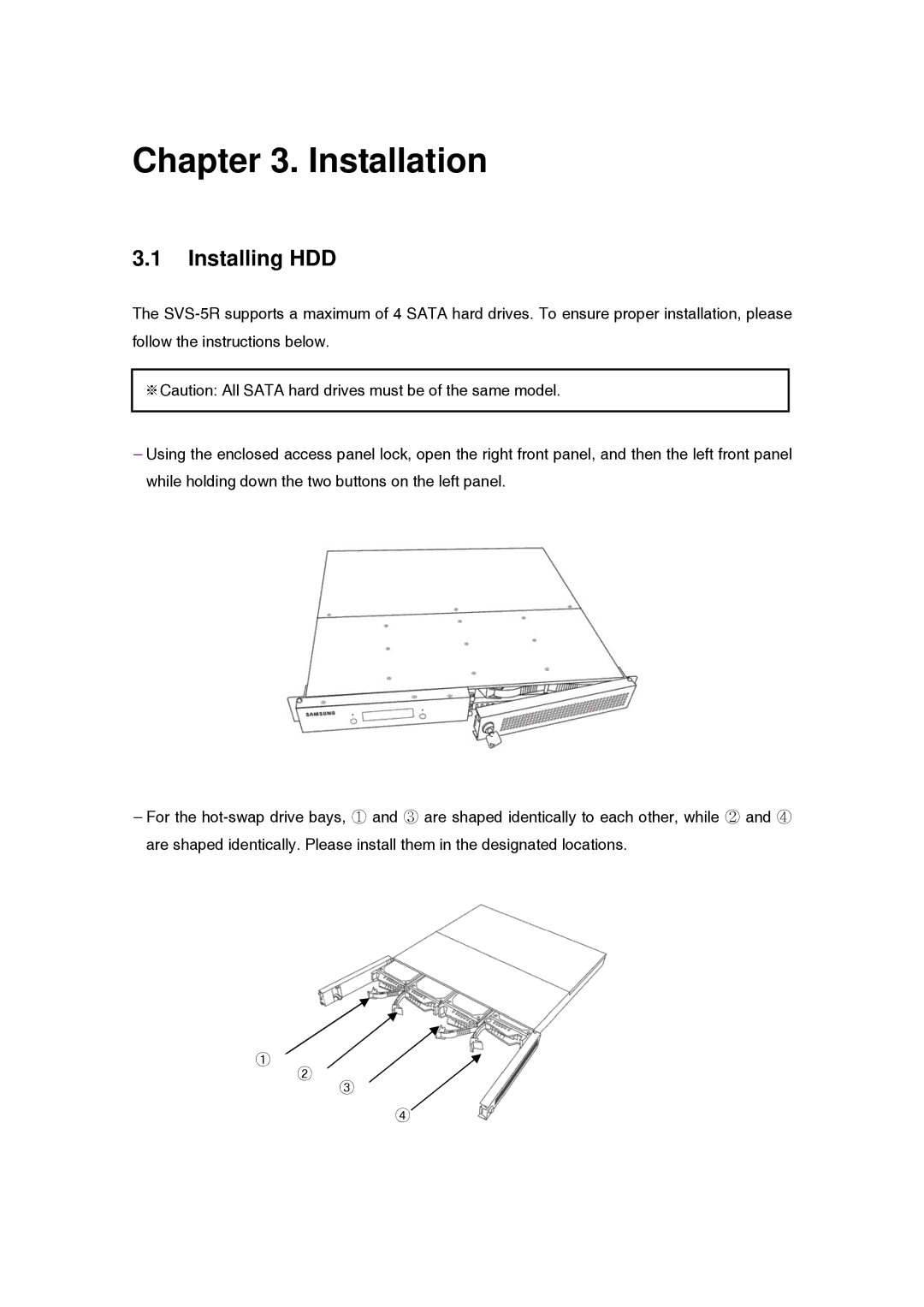 Samsung SVS-5R manual Installation, Installing HDD 