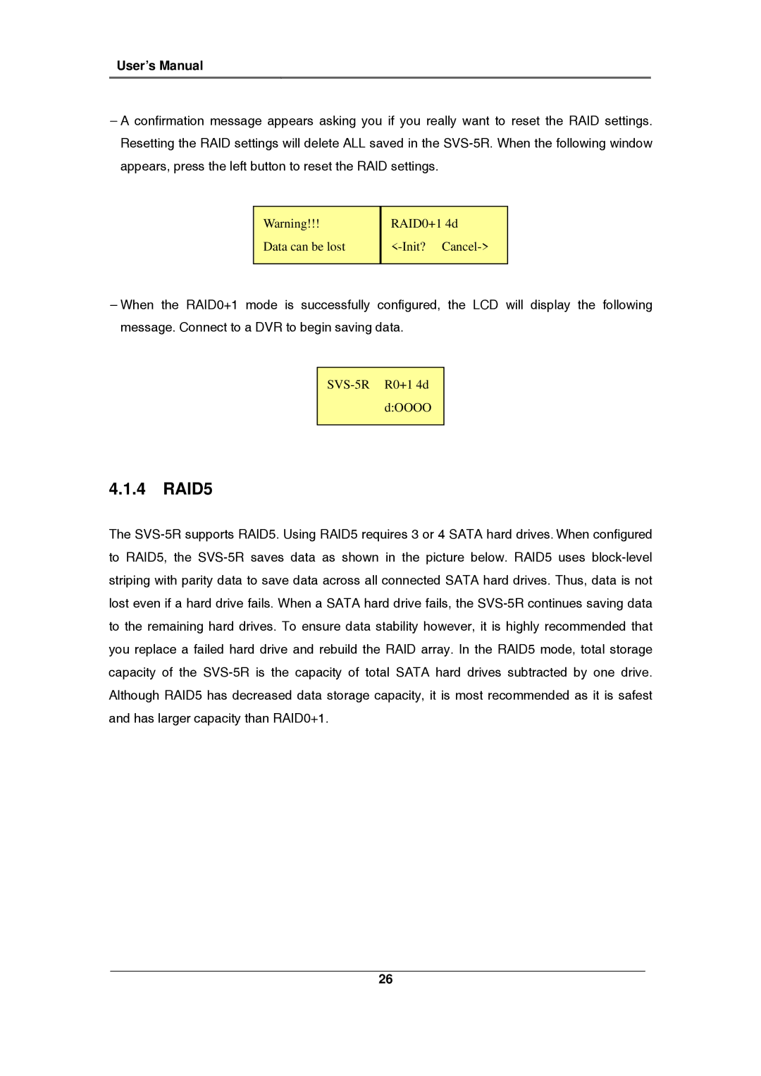 Samsung SVS-5R manual RAID5 