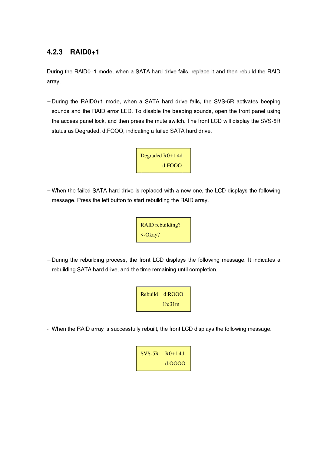 Samsung SVS-5R manual Degraded R0+1 4d DFOOO 