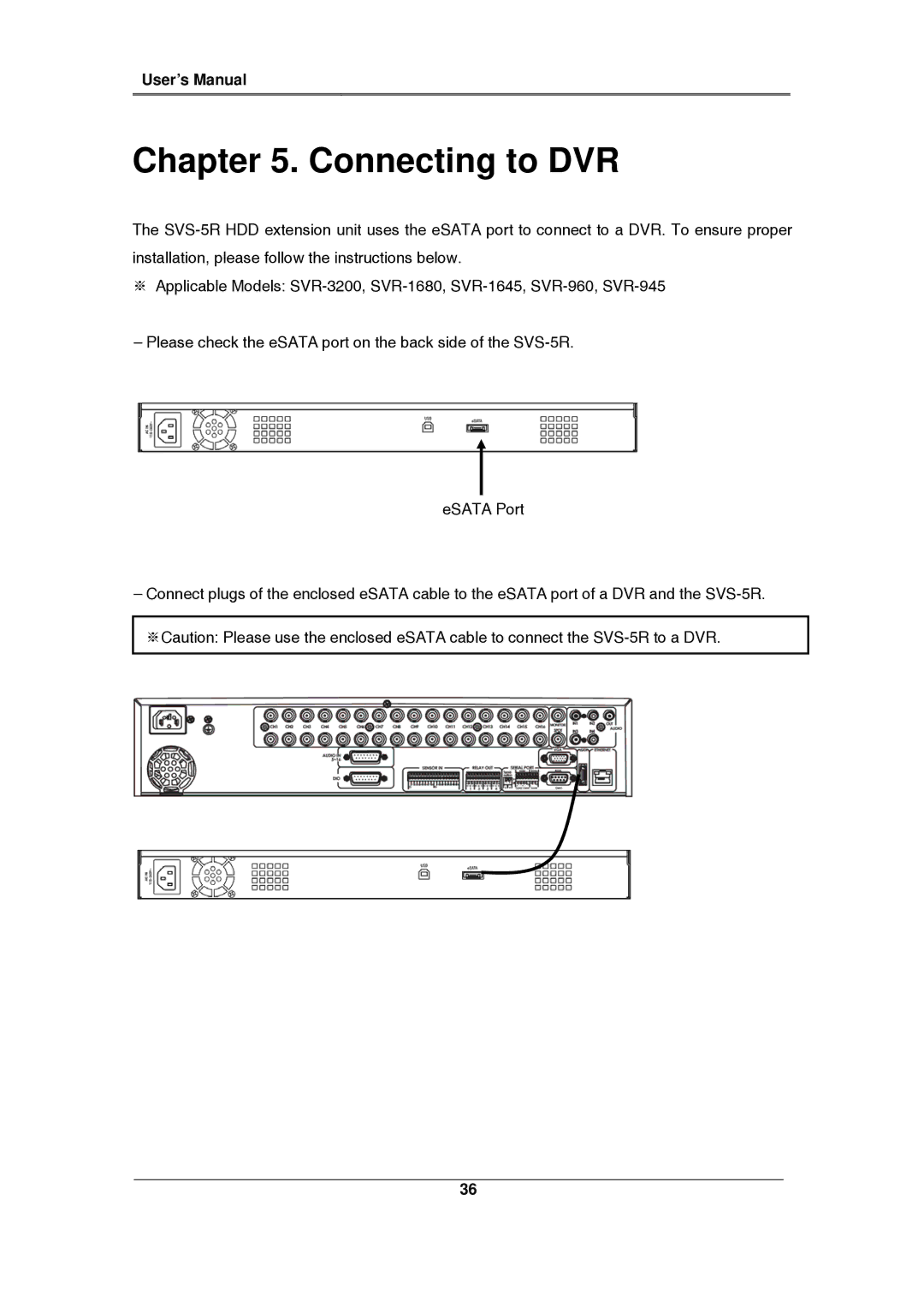 Samsung SVS-5R manual Connecting to DVR 