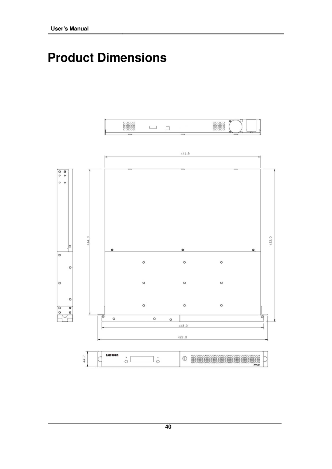 Samsung SVS-5R manual Product Dimensions 